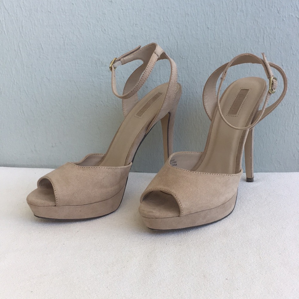 Beige Ankle Strap Heels